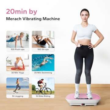 MERACH Vibration Plate Exercise Machine, Whole Body Workout Equipment for Women, Bluetooth and Silicone Pedal, Vibration Plate for Lymphatic Drainage, Vibrate Fitness Platform for Weight Loss (Pink)