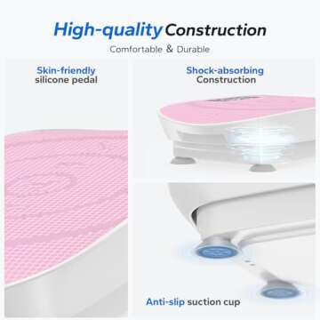 MERACH Vibration Plate Exercise Machine, Whole Body Workout Equipment for Women, Bluetooth and Silicone Pedal, Vibration Plate for Lymphatic Drainage, Vibrate Fitness Platform for Weight Loss (Pink)