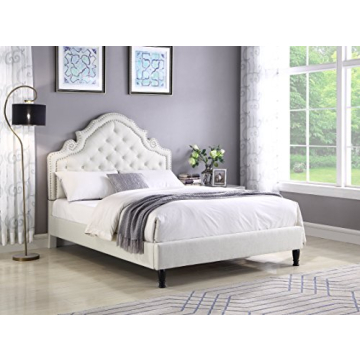 Affordable Light Beige King Platform Bed Frame for Interior Style