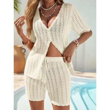 Saodimallsu Crochet 2 Piece Beach Cover Up Set for Women