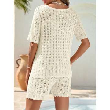 Saodimallsu Crochet 2 Piece Beach Cover Up Set for Women