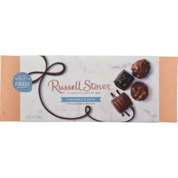 Russell Stover Caramel and Nuts in Milk and Dark Chocolate, Mother's Day Chocolate Gift Box, 9.4 Oun...
