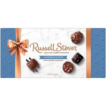 Russell Stover Caramel and Nuts in Milk and Dark Chocolate, Mother's Day Chocolate Gift Box, 9.4 Ounce