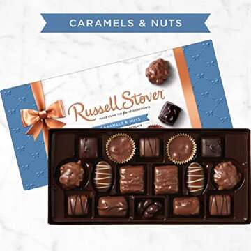 Russell Stover Caramel and Nuts in Milk and Dark Chocolate, Mother's Day Chocolate Gift Box, 9.4 Ounce