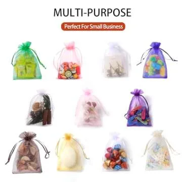 YHJZ 100PCS Organza Bags, 4x6 inches (10x15cm) Small Mesh Bags Drawstring, Jewelry Gift Bags, Packaging Bags for Party, Festival, Soaps, Makeup Organza Favor Bags (Multicolor)