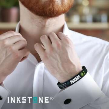 Ezekiel Gift Co. Christian Wristbands for Guys (6-pack) - John 3:16, Romans 12:2, and Joshua 1:9 - Religious Bible Gifts for Him Christian Men