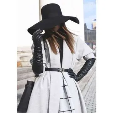 DooWay Long Leather Gloves Women Black Touchscreen Elbow Length