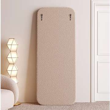 BOJOY Full Length Mirror,63"x24" Irregular Wavy Mirror, Asymmetrical Mirror, Wave Arched Floor Mirror, Wall Mirror Standing Hanging or Leaning Against Wall for Bedroom -Milk Tea Color