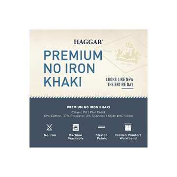Haggar Men's Premium No Iron Khaki Pants - Classic Fit Expandable