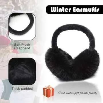 RUIKUNA Women Winter Ear Muffs Fluffy Faux Fur Earmuffs Foldable Ear Warmer Girls Soft Ear Covers