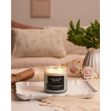 M&SENSE Jasmine & Pine Scented Candle, 11.6oz Natural Soy Wax Candle, 70 Hours Long Lasting Candle, 2 Cotton Wick Aromatherapy Candle for Home Decor, Winter Candle Holiday Gifts for Men and Women