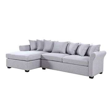 Divano Roma Furniture Modern Sectional, Large, Grey