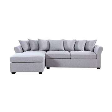 Divano Roma Furniture Modern Sectional, Large, Grey