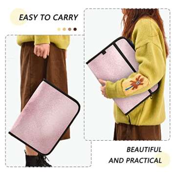 Rose Gold Metal Texture Expanding File Folders Zipper Closure Acordian File Keeper Water Resistant Document Organizer 13 Pockets File Box Letter Size