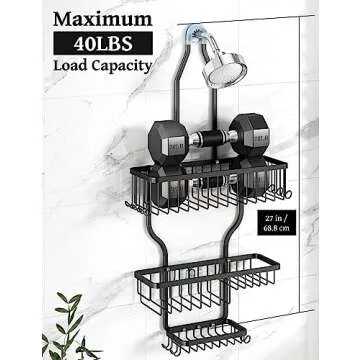 YASONIC Shower Caddy - Durable Hanging Organizer with Hooks