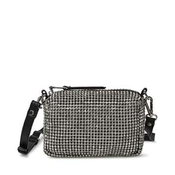 Steve Madden womens Noble-c Steve Madden NOBLE C Rhinestone Crossbody, Silver, One Size US
