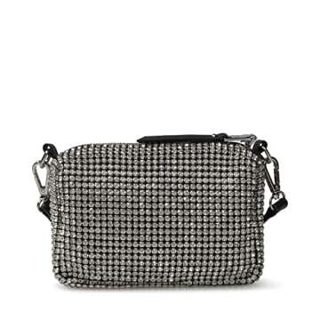 Steve Madden womens Noble-c Steve Madden NOBLE C Rhinestone Crossbody, Silver, One Size US