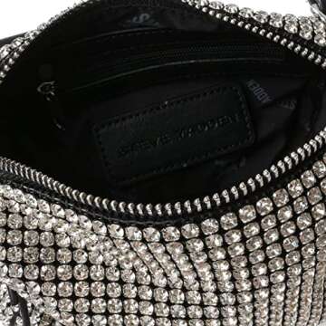 Steve Madden womens Noble-c Steve Madden NOBLE C Rhinestone Crossbody, Silver, One Size US