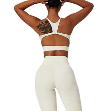 ABOCIW Workout Outfits for Women 2 Piece Buttery Soft Racer Front Cut Out Back Crop Top Sport Bra Cr...