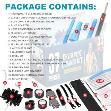 Sealegend 37-Piece Dryer Vent Cleaner Kit for Safety
