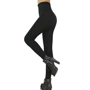 Romastory Winter Warm Women Elastic Leggings Pants Fleece Lined Thick Tights S/M Size (Black-2 Pack)