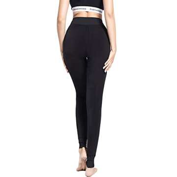 Romastory Winter Warm Women Elastic Leggings Pants Fleece Lined Thick Tights S/M Size (Black-2 Pack)