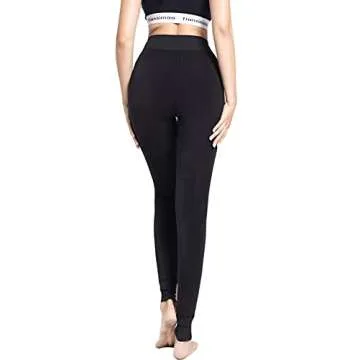 Romastory Winter Warm Women Elastic Leggings Pants Fleece Lined Thick Tights S/M Size (Black-2 Pack)