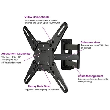 VideoSecu ML531BE2 TV Wall Mount Kit with HDMI Cable