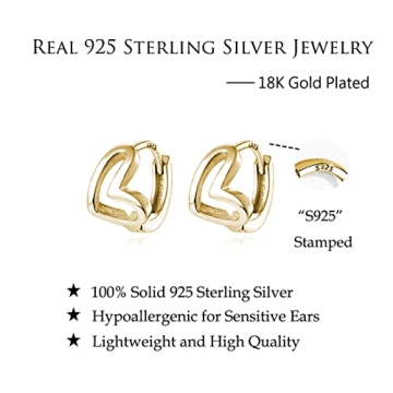 Reffeer Heart Hoop Earrings in Solid Sterling Silver
