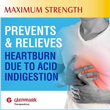 Glenmark Maximum Strength Famotidine Tablets, 20 mg, Acid Reducer for Heartburn Relief, 200 Count