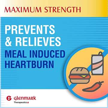 Glenmark Maximum Strength Famotidine Tablets, 20 mg, Acid Reducer for Heartburn Relief, 200 Count