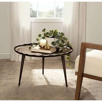 Kate and Laurel Alessia Modern Coffee Table, 25 x 25 x 15, Gold, Metal Coffee Table with Antique Detailing for Storage and Display