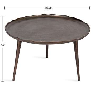 Kate and Laurel Alessia Modern Coffee Table, 25 x 25 x 15, Gold, Metal Coffee Table with Antique Detailing for Storage and Display