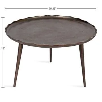 Kate and Laurel Alessia Modern Coffee Table, 25 x 25 x 15, Gold, Metal Coffee Table with Antique Detailing for Storage and Display