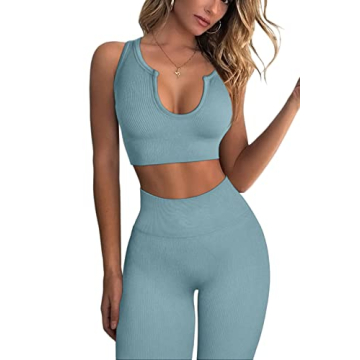QINSEN Women's High Waist Leggings & Crop Tank Set