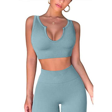 QINSEN Women's High Waist Leggings & Crop Tank Set