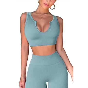 QINSEN Women's High Waist Leggings & Crop Tank Set