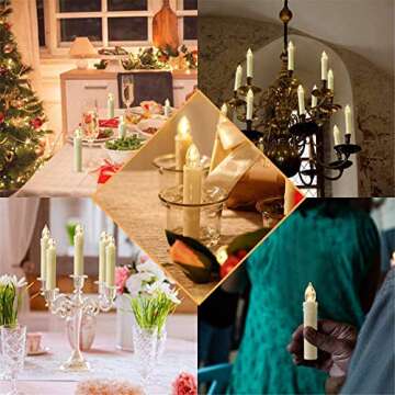 MIXALY 12 PCS Flameless Window Candles - Ivory Battery Operated LED Taper Candles with Remote Updated Timer Function - Christmas Candles Warm White - Perfect for Wedding/Birthday/Party Decor