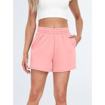 AUTOMET Womens Sweat Shorts Casual Summer Drawstring Comfy Elastic High Waist Running Clothes with P...