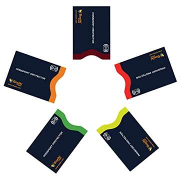 RFID Blocking Passport Sleeves, Set with Color Coding. Identity Theft Prevention RFID Blocking Envelopes (Set of 5 Passport Holders), Navy Blue, Passport - 5 Pcs