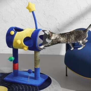 YDSLZQ Cat Tower Creativity Cat Tree, Unique Small Rocket Shape Cat Furniture for Indoor Cats, Tall Cat Jumping Platform for Play Rest Play Rest
