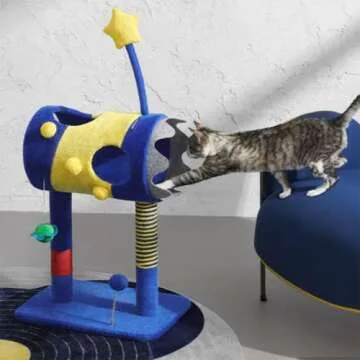 YDSLZQ Cat Tower Creativity Cat Tree, Unique Small Rocket Shape Cat Furniture for Indoor Cats, Tall Cat Jumping Platform for Play Rest Play Rest