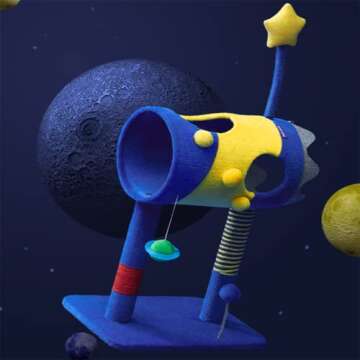 YDSLZQ Cat Tower Creativity Cat Tree, Unique Small Rocket Shape Cat Furniture for Indoor Cats, Tall Cat Jumping Platform for Play Rest Play Rest