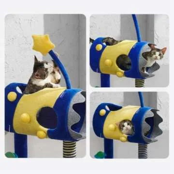 YDSLZQ Cat Tower Creativity Cat Tree, Unique Small Rocket Shape Cat Furniture for Indoor Cats, Tall Cat Jumping Platform for Play Rest Play Rest