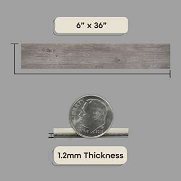 Vinyl Peel and Stick Floor Tile, Self-Adhesive Wood Plank, 10-Pack (15 Square Feet) - 6 Inch Width, 36 Inch Length, 1.2mm - Light Grey Oak - Easy DIY Nexus Planks for Any Room by Achim Home Decor