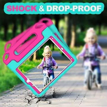 YIHE Kids Case for iPad 10.2 Inch 9th/8th/7th Generation 2021/2020/2019, iPad Pro 10.5 & iPad Air 3, Shockproof Handle Stand Kids Case with Screen Protector for iPad 10.2/10.5 Inch, Cyan&Pink