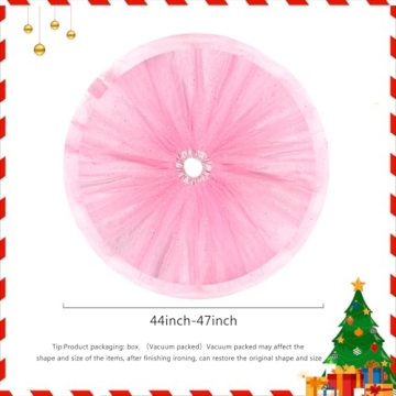 FIABC Christmas Wedding Tree Skirt,47 inch 4-Layer Fluffy Romantic Pleated Sparkly Skirt Decoration Xmas Tree Ornament for Holiday and Party(Pink)