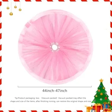 FIABC Christmas Wedding Tree Skirt,47 inch 4-Layer Fluffy Romantic Pleated Sparkly Skirt Decoration Xmas Tree Ornament for Holiday and Party(Pink)