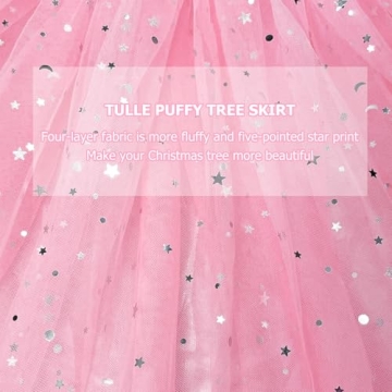 FIABC Christmas Wedding Tree Skirt,47 inch 4-Layer Fluffy Romantic Pleated Sparkly Skirt Decoration Xmas Tree Ornament for Holiday and Party(Pink)