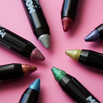 Holographic Glitter Paint Stick/Body Crayon makeup for the Face & Body by Moon Glitter - 0.12oz - Set of 8 colours